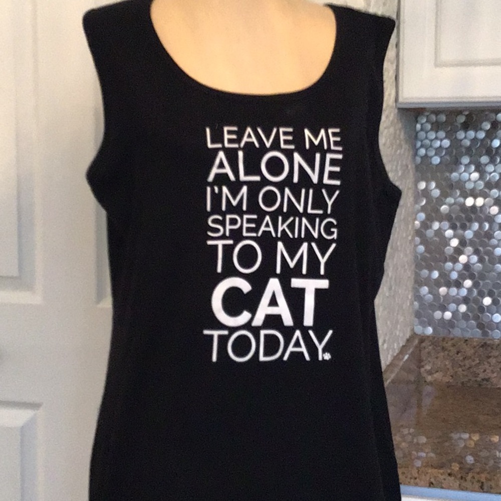 ANIMAL RESCUE BLACK SLEEVELESS CAT TOP